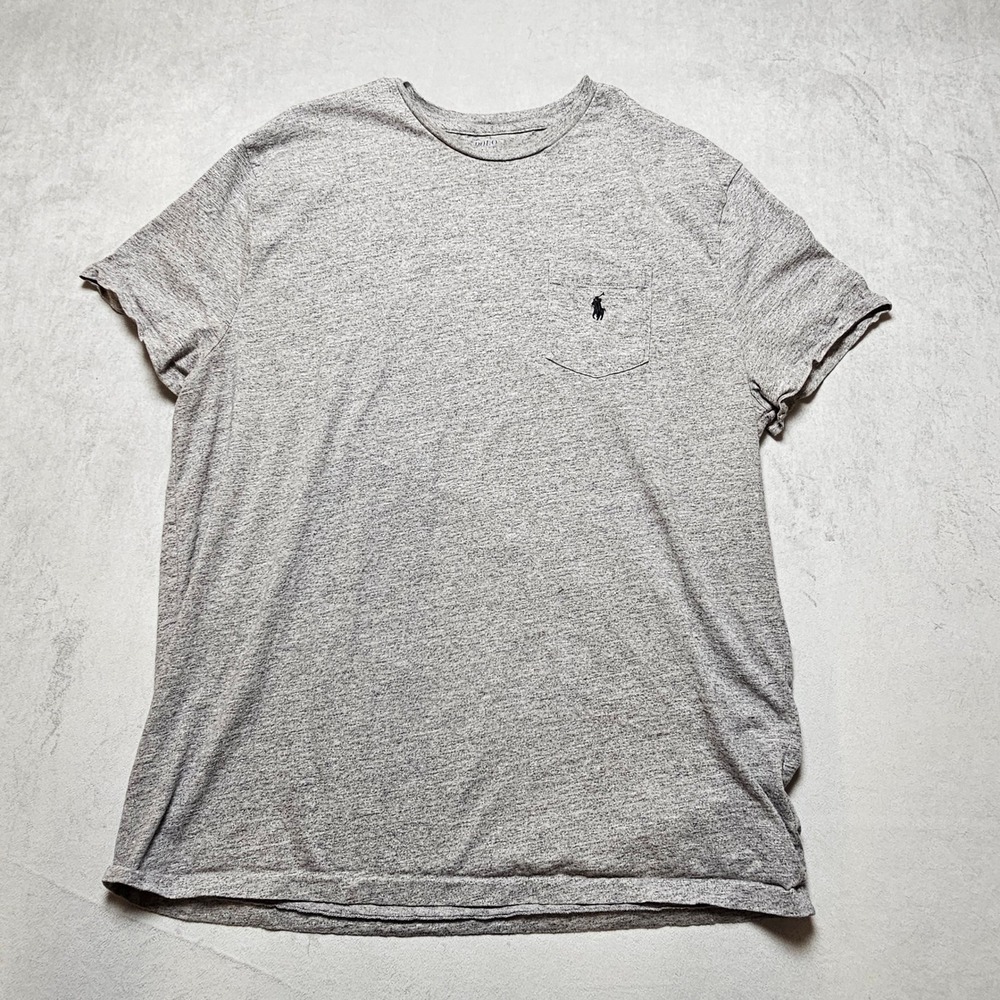 Polo Ralph Lauren Mens Grey Heather Pocket‎ T-Shirt Short Sleeve Pony Logo XL